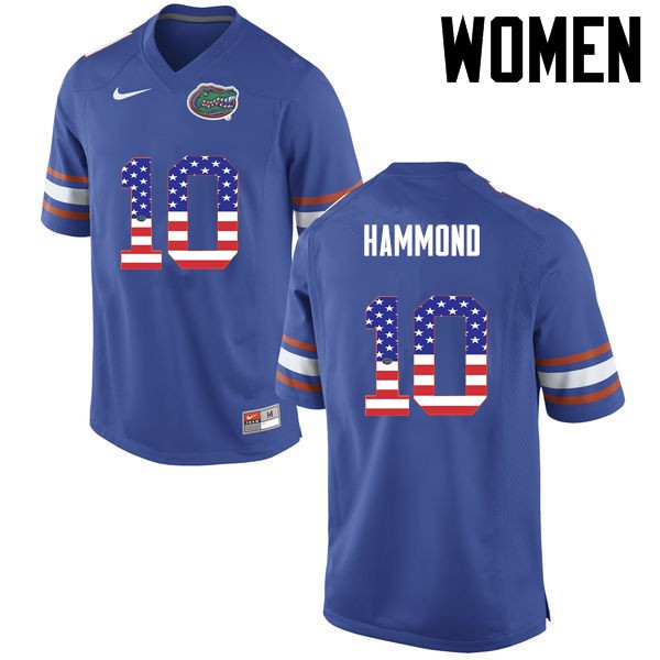 Florida Gators Women #10 Josh Hammond College Football USA Flag Fashion Blue